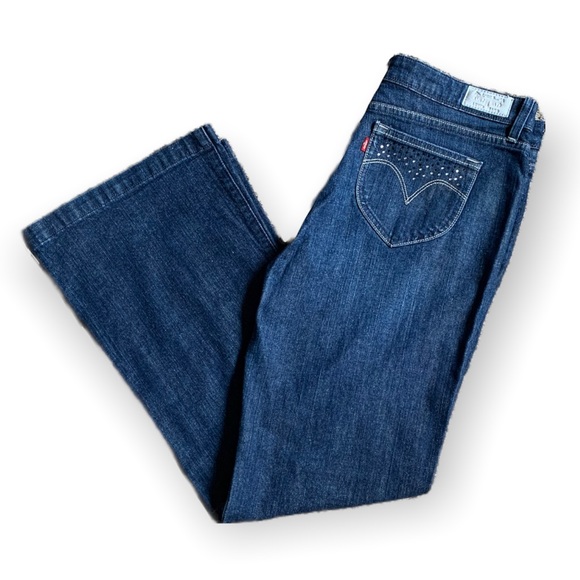 Levi’s Jeans Night Blues Wide Leg Flare Women’s Size 12 Blue Winter Pants Basics